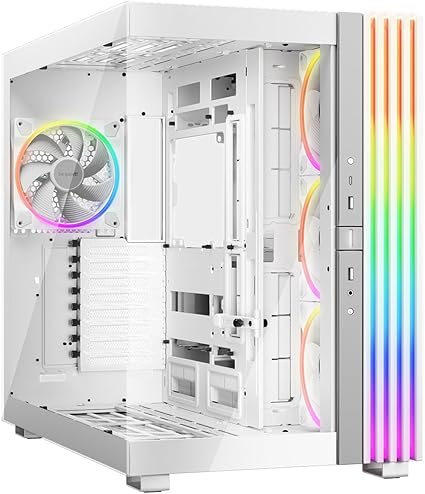be quiet! Light Base 900 FX White PC case | Fully Windowed Front and Side | Dual Chamber | ARGB | 4 Light Wings 140mm PWM Fans | Inverted and Horizontal Layout | E-ATX Motherboard Compatible | BGW72