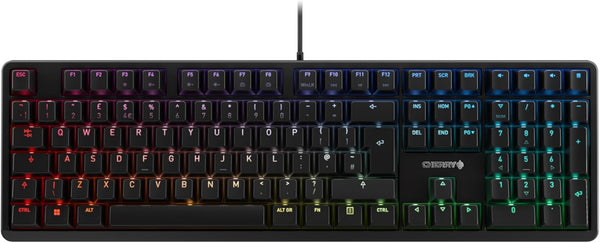 CHERRY G80-3000N RGB, Mechanical Gaming Keyboard with RGB Lighting, UK Layout (QWERTY), Wired, Original MX SILENT RED Switches, Black