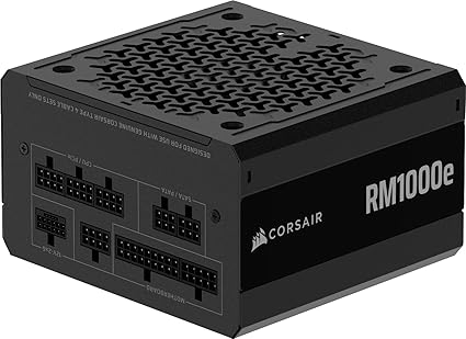 CORSAIR RM1000e (2025) Fully Modular Low-Noise ATX Power Supply with 12V-2x6 Cable – ATX 3.1 & PCIe 5.1 Compliant, Cybenetics Gold Efficiency, 105°C-Rated Capacitors, Modern Standby Mode – Black