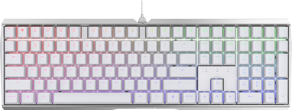 Cherry MX 3.0 S Wired Mechanical Gaming Keyboard. Aluminum Housing Built for Gamers w/MX Red Silent Switches. RGB Backlit Display Over 16m Colors. from The Makers of MX. Full Size. Pure White