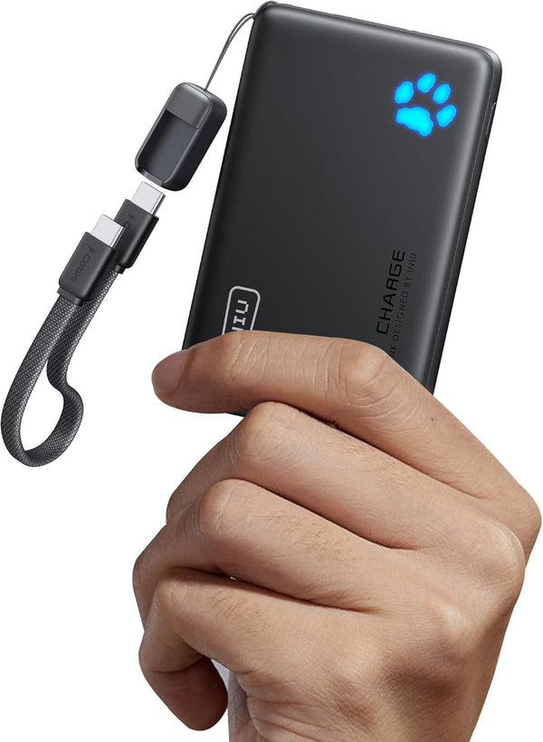 INIU Portable Charger, Ultra Slim 10000mAh 45W PD Power Bank, USB C in&Out Fast Charging Battery Pack, Travel Essential Phone Powerbank Compatible with iPhone 17 16 15 Samsung S22 S21 Google iPad